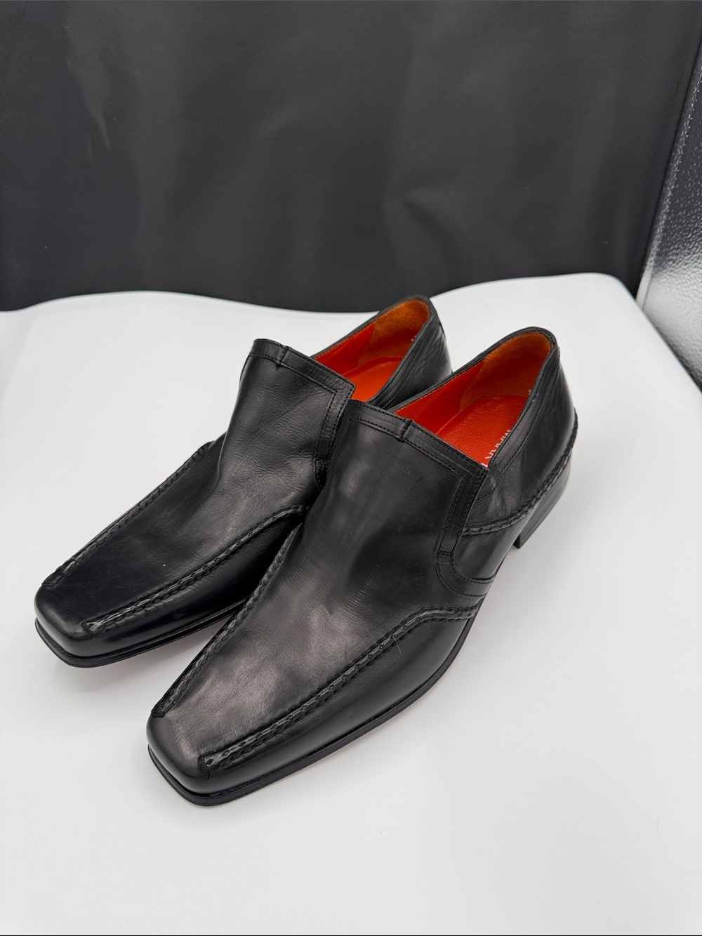 Mark Nason Italy “Rock Lives” Premium Black Leather Slip On Loafers